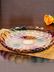 European Style Large Crystal Glass Fruit Tray Living Room Coffee Table Snack Plate Candy Dish Retro Element Home Decor Plate