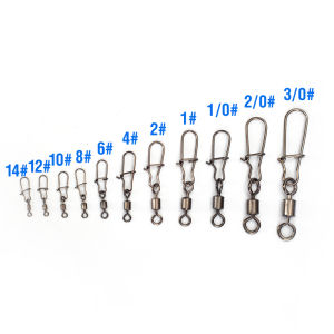 50PCS Fishing Swivels Bearing Connector Pin 10LB-110LB Saltwater Stainless Steel Ring High Strength Ball Bearing Swivels Jig