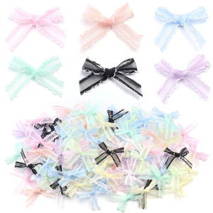 20pcs/lot Mini Gauze Satin Ribbons Bows Colorful Bowknot Flower Bows Ties For DIY Handwork Craft Party Decoration Accessories