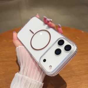 Acrylic Transparent Phone Case For iPhone 17 Air 16 15 14 13 12 11 Pro Max Plus For Magsafe Magnetic Wireless Charge Clear Cover
