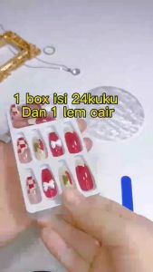 AliMaMa - SET KUKU PALSU 24 PCS - Fake Nail Art Design Tahan Air Kotak Gratis Lem Cair Murah Medan