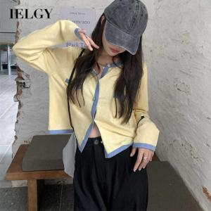 IELGY womens thin cardigan coat with design sense long sleeve knitted sweater