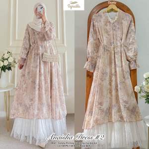 Anaisha Gamis Dress Wanita Muslimah Terbaru / Dress Wanita Pesta Kondangan Daily Bahan Ceruty Ld 108