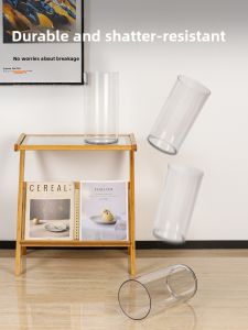 Plastic Glass Mimic Flower Vase Cylinder Transparent Hydroponic Container Living Room Decorative Piece PET Special Bottle