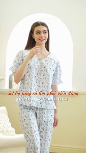 Bộ lửng cổ tim viền đăng mặc nhà JUBBIE - 32569