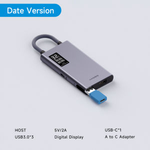 Hagibis USB C Hub With LCD Display Type C Multiport Adapter 4K HDMI-Compatible 100W PD Gigabit Ethernet For Macbook Pro iPad HP