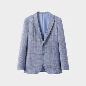 Comfortable Fashionable Plaid Mens Business Casual Suit Jacket Spring New Style Large Brand round Bottom Standard Fit Long Sleeve