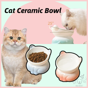 Ceramics Cat Bowl Neck Protector Feeder Anti Overturning Pet Water Bowl Snack Plate Kitten Food Container 