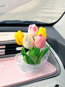 Trang Trí Nội Thất Ô Tô Hoa Tulip Ins Phong Cách Bảng Điều Khiển Ô Tô Mô Phỏng Cắm Hoa Phong Cách Riêng Biệt Vật Trang Trí