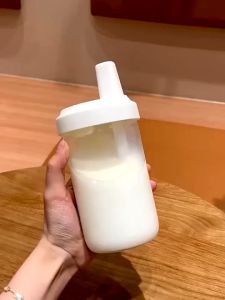 SZ 1PCS Milk plastic Rice White cup 500ml straw water straw bottle juice tea milk bottle clear leakproof portable large capacity portable milk tea cup