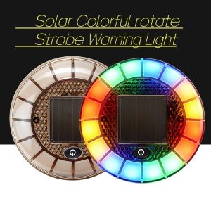 Solar Colorful Rotate Strobe Warning Light Anti-Collision Flashing Light Truck Night Display Wide for Cars Motorcycles Anti-Rear