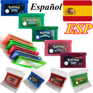 Bandai | Cartucho de videojuego GBA de 32 bits serie Pokemon (Emerald/Red fuego/LeafGreen/Ruby/Sapphire) versión ESP regalo para niños