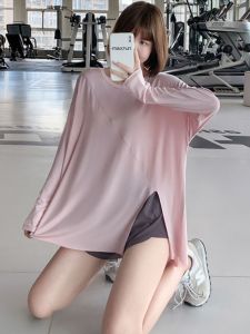Easiest for Match Loose Breathable Quick-Drying Yoga Clothes T-shirt Womens Autumn New Round Neck Slim Mid Length Long Length Long Sleeves Two-piece Set