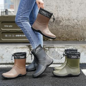 1 Đôi Giày Đi Mưa Ngắn Cho Nam Chống Thấm Nước Chống Trơn Trượt Nhẹ Giày Ngoài Trời Để Đi Làm Và Đi Biển Sử Dụng Trên Mắt Cá Chân PVC