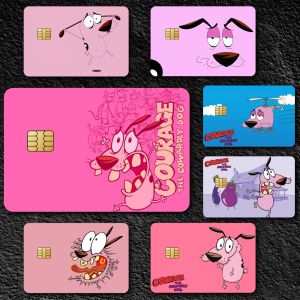 Cartoon C-Courage C-Cowardly Dog Funny Film Skin Cover Credit Card Stickers 4PCS Debit Front Decoration Bank Bus Pass Waterproof