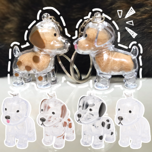 Dog Pendant Keychains / Transparent Pet Fur Container / Pet Lovers Souvenir Gifts / Backpack Hanging Accessories
