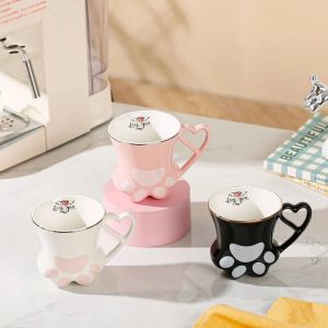 300ml Ceramic Cat Scratch Cup Mug Originality Cats Paw Trace in Gold Ceramic Cup High Appearance Level Cup Teacup Couple Cup