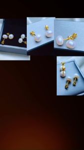 bông tai nữ vàng tây đính ngọc trai nuôi Phú Quốc tự nhiên trang sức nữ trang vàng tây trang sức thiết kế đủ hóa đơn thẻ bảo hành