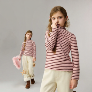 Ask Junior | Stripe Deltone High-neck Long Sleeve Top