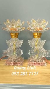 Đèn thờ pha lê sen con cá vàng (1 cặp)
