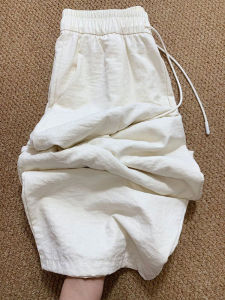 กางเกงขายาวผ้าไหมน้ำแข็งหลวมๆ ทรงหลวมสำหรับผู้หญิงไซส์ใหญ่ ทรงหลวม เอวสูง กางเกงขายาวทรงหลวมสบายๆ สำหรับฤดูร้อน