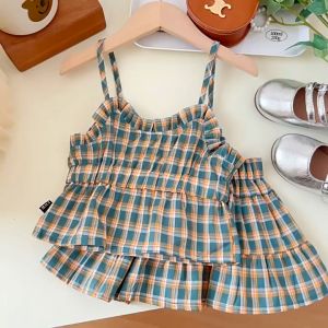 พร้อมส่ง🌈ชุดเซ็ทลายสก๊อตสายเดี่ยว+กระโปรงสุดน่ารัก (303)