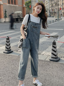 กางเกงยีนส์ทรงหลวมสำหรับผู้หญิง ทรงสลิมฟิต ทรงเก้าส่วน กางเกงขายาวลำลองฤดูใบไม้ผลิและฤดูใบไม้ร่วง