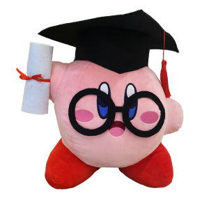 Graduation Plush Toy: Kirby with Doctoral/Bachelors Cap - A 2D-Style Graduation Gift Doll LXF