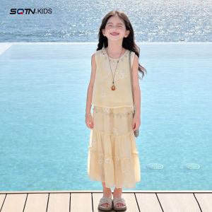 SQTN.KIDS | Vacation Style Two-piece Set For Big Girls Summer Wear
