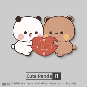 RUIBAHAO | Creamy Style Decorative Wall Clock with Bear Lines High-end Dining Room Artwork