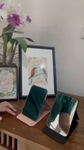 AL18 กระจกพับสี่เหลียม ขนาดพกพา แบบบางเฉียบ Makeup mirror ขนาด มินิเมิร์ซ สีเหลียม