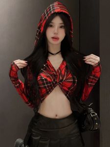 Short Kpop Dancing Top Jazz Female DJ Scratch Zumba Dancewear Adult Black Red Performance Clothes for Womens Group