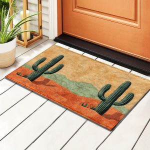 VIKAMA พิมพ์กระบองเพชรพรมนุ่มดูดซับตกแต่งบ้านห้องน้ำห้องครัวมัลติฟังก์ชั่นในร่มกลางแจ้งตกแต่งพรมเช็ดเท้า