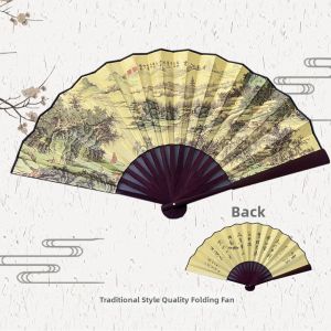Men Advert Fan Gift Bamboo Silk Folding Fans