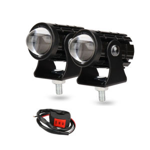 2 Buah Lampu Sorot LED Dual Warna Putih Kuning Universal untuk Mobil & Motor