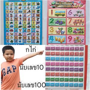 โปสเตอร์ติดผนัง ก.ไก่  กขค ก-ฮ   เป็นพลาสติกไม่มีเสียง* (จัดเซ็ท3ลายรู้ใจ)