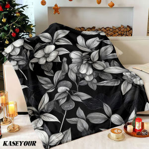 Beast Kingdom | Monochrome Florals Winter Summer Flannel Blanket Throw Fleece Soft Fuzzy Plush Cozy Fleece Blankets for Sofa Ideal Gifts