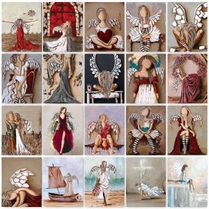 GATYZTORY Paint By Numbers Figure Girl Acrylic Unique Gift On Canvas Wall Art Picture By Numbers Angel For Living Room Crafts