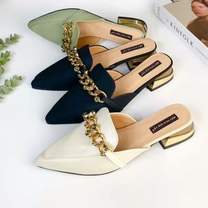 BISA COD DDS10777 Sandal Wanita Terbaru Fashion Import Chain Slip On (With Box)
