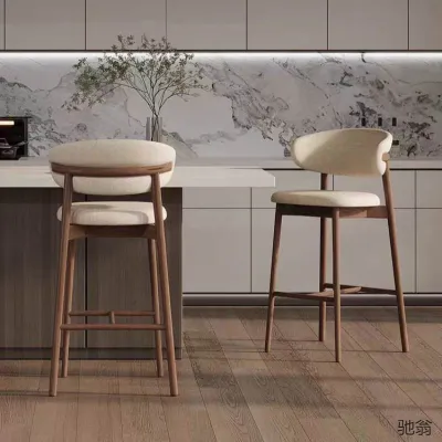 ZHENTAIYUAN | Modern Solid Wood Luxury Nordic Minimalist Bar Stool