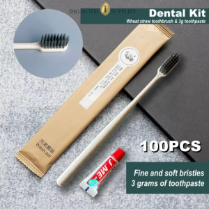 Hotel dental Kit toothbrush and toothpaste Wheat straw toothbrush powder green toothbrush 100pcs