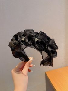 Black Diamond Embedded Flower Hairband Womens Stylish Versatile Headwear Wide Edge Fresh out Korean Style Hair Accessories