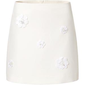 TAMMY TANGS | Elegant High Waist A-Line Mini Skirt With Precise Beads Floral Design City Commute Casual Short Skirts For Women In Mall