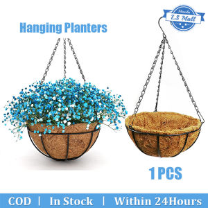 10 inch Metal Wire Round Hanging Basket Planter with Coco Fiber Liners for Plants Flower Pots Outdoor Garden Porch and Balcony Decor