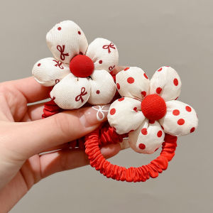 Floral Hair Ties Girls Children New Year Hair Accessories Cute Elastic Bands High-End Hair Bands Flower Headbands Hair Covers