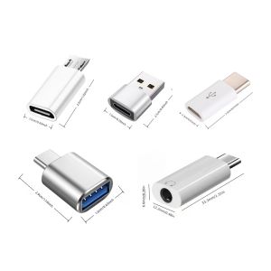 5pcs USB to USB C Adapter - USB C to USB 2.0 OTG - Micro USB to USB C - USB C to 3.5Mm Audio Adapter - Compatible with Galaxy S