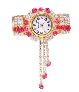 Fashion Women Bracelet Watches Diamond Quartz Watch Opening Bangle Wristwatch