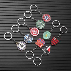 Alloy Paint Color Double-Sided Keychain Football Club Real Madrid Manchester United City Barcelona Chelsea Brazil Club Pendant
