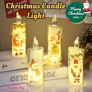 Christmas Candle Light Simulation LED Electronic Candle Festive Decorative Light Santa Snowman Light