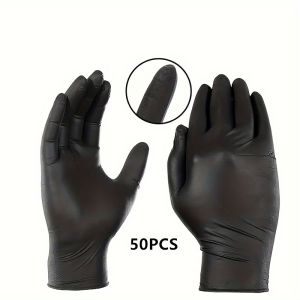 20/50/100pcs Black Gloves Nitrile Disposable Gloves for Cleaning Hairdressing Waterproof Fingertip Dishwashing Tattoo Gloves